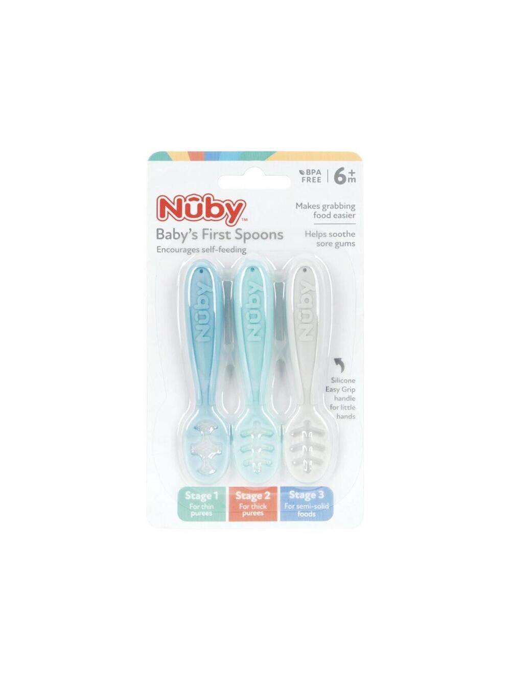 Nuby Baby's First Spoons 1-3 Stages 6mo+ Self Feeding Utensils 3ct BPA Free